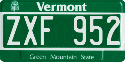 VT license plate ZXF952