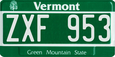 VT license plate ZXF953