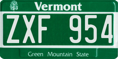 VT license plate ZXF954