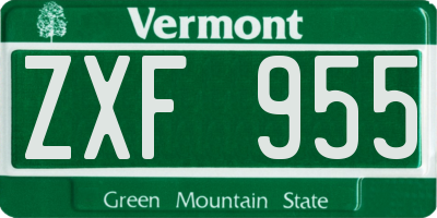 VT license plate ZXF955