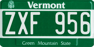 VT license plate ZXF956