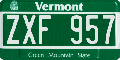 VT license plate ZXF957