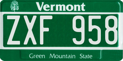 VT license plate ZXF958