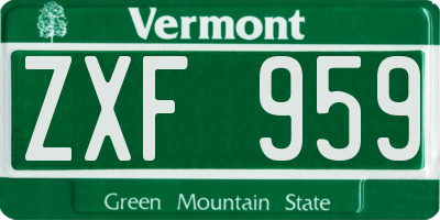VT license plate ZXF959