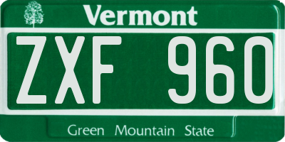 VT license plate ZXF960