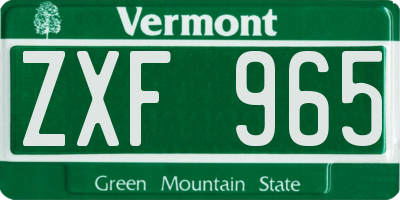 VT license plate ZXF965