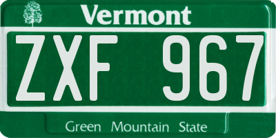 VT license plate ZXF967