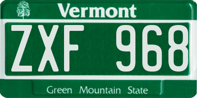 VT license plate ZXF968