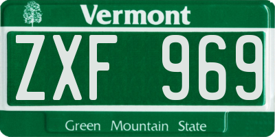VT license plate ZXF969