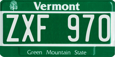 VT license plate ZXF970