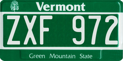 VT license plate ZXF972