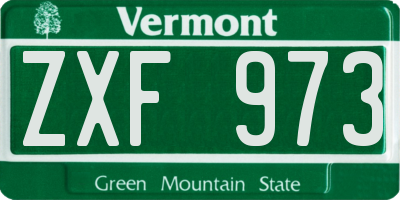 VT license plate ZXF973