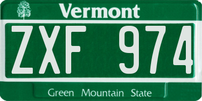 VT license plate ZXF974