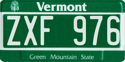 VT license plate ZXF976