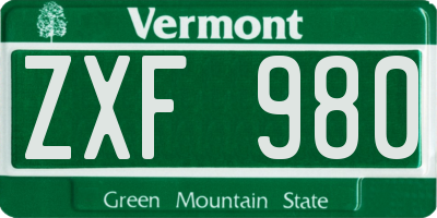 VT license plate ZXF980