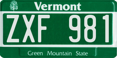VT license plate ZXF981