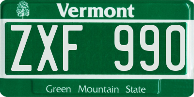 VT license plate ZXF990