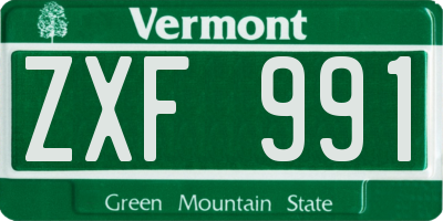 VT license plate ZXF991