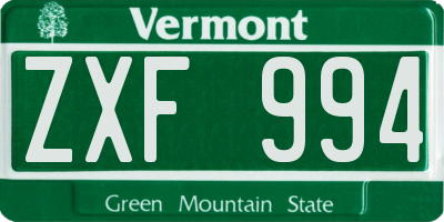 VT license plate ZXF994