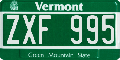 VT license plate ZXF995