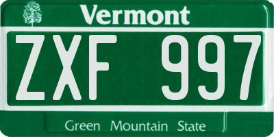 VT license plate ZXF997