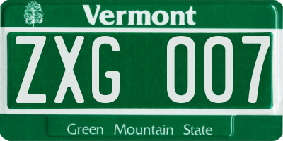 VT license plate ZXG007