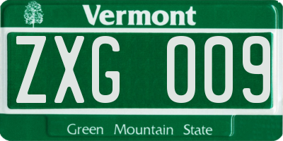 VT license plate ZXG009