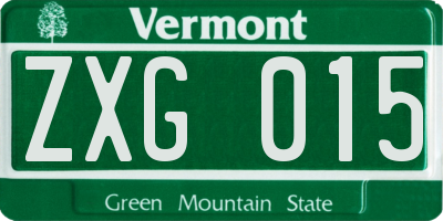 VT license plate ZXG015