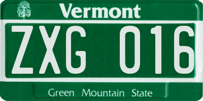 VT license plate ZXG016