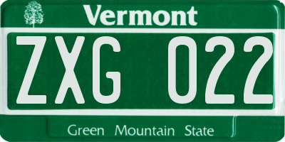 VT license plate ZXG022