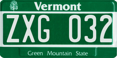 VT license plate ZXG032