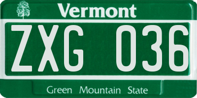 VT license plate ZXG036