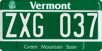 VT license plate ZXG037