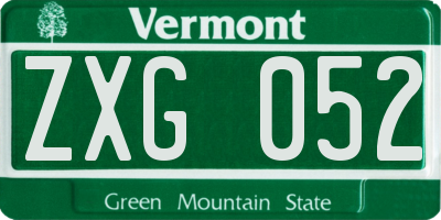 VT license plate ZXG052