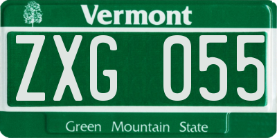 VT license plate ZXG055