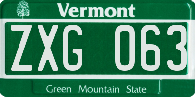 VT license plate ZXG063