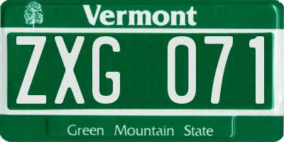 VT license plate ZXG071