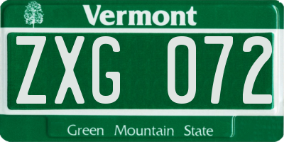 VT license plate ZXG072