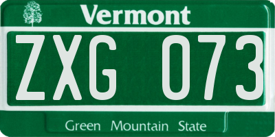 VT license plate ZXG073