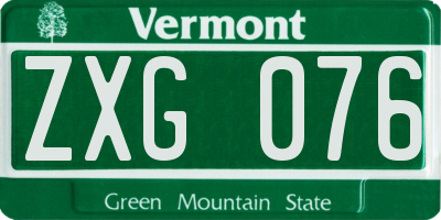 VT license plate ZXG076