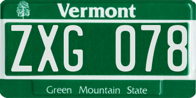 VT license plate ZXG078