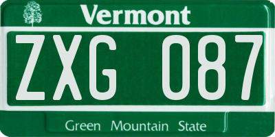 VT license plate ZXG087