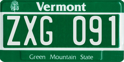 VT license plate ZXG091