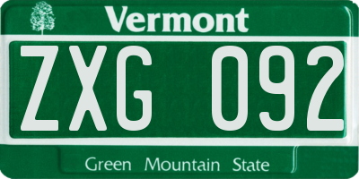 VT license plate ZXG092