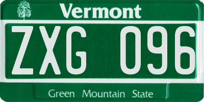 VT license plate ZXG096