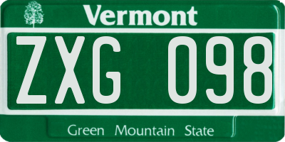 VT license plate ZXG098