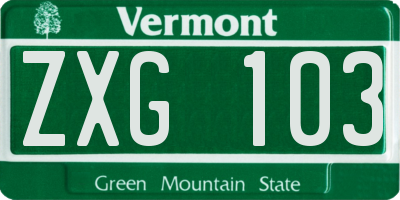 VT license plate ZXG103