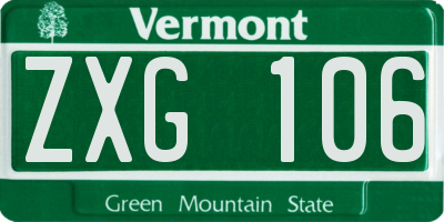 VT license plate ZXG106