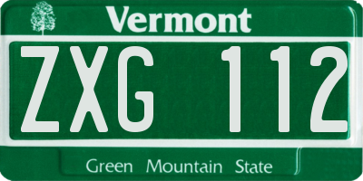 VT license plate ZXG112