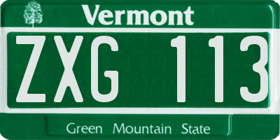 VT license plate ZXG113